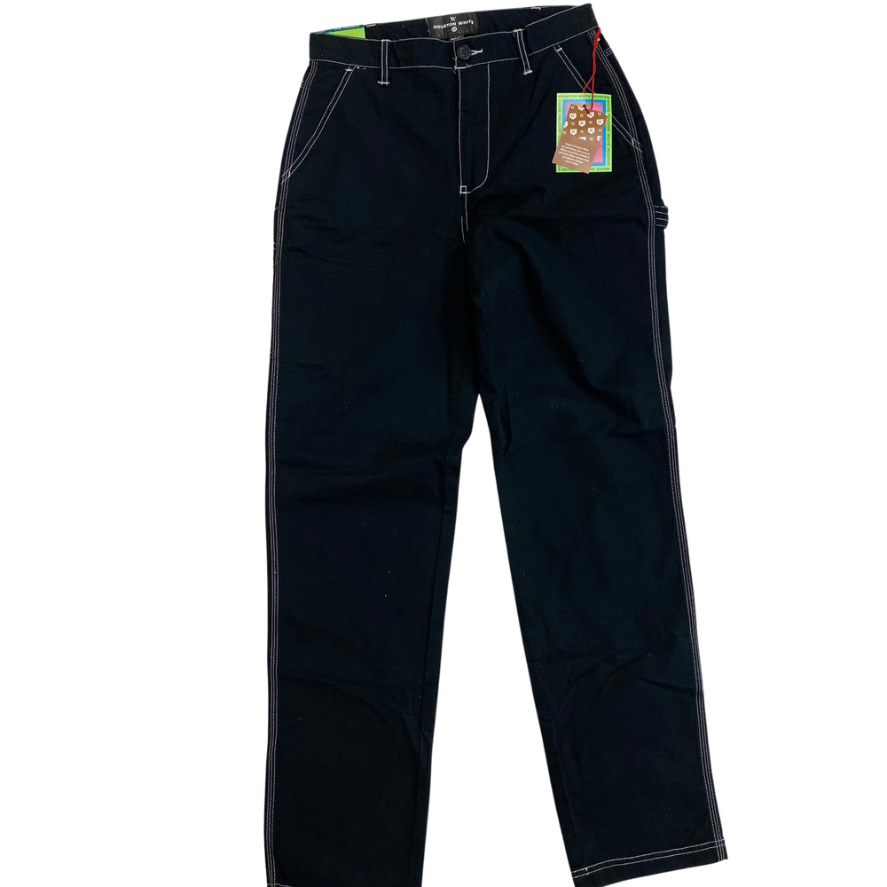 Houston White Carpenter Pants - Jet Black with White Stitching 29x34 BRAND NEW